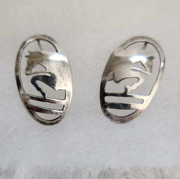 Vintage Silver Equestrian Showjumping horse earrings - Picture 1 of 8